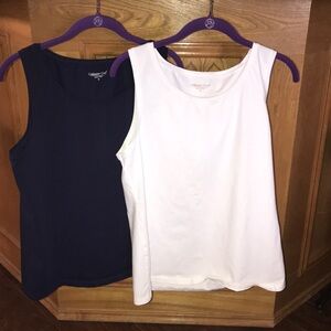 Coldwater CreekCotton Tank Tops x2 - Navy Blue & White - Size M